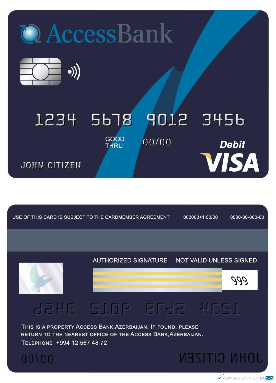 Download Azerbaijan Access bank visa card Photoshop template